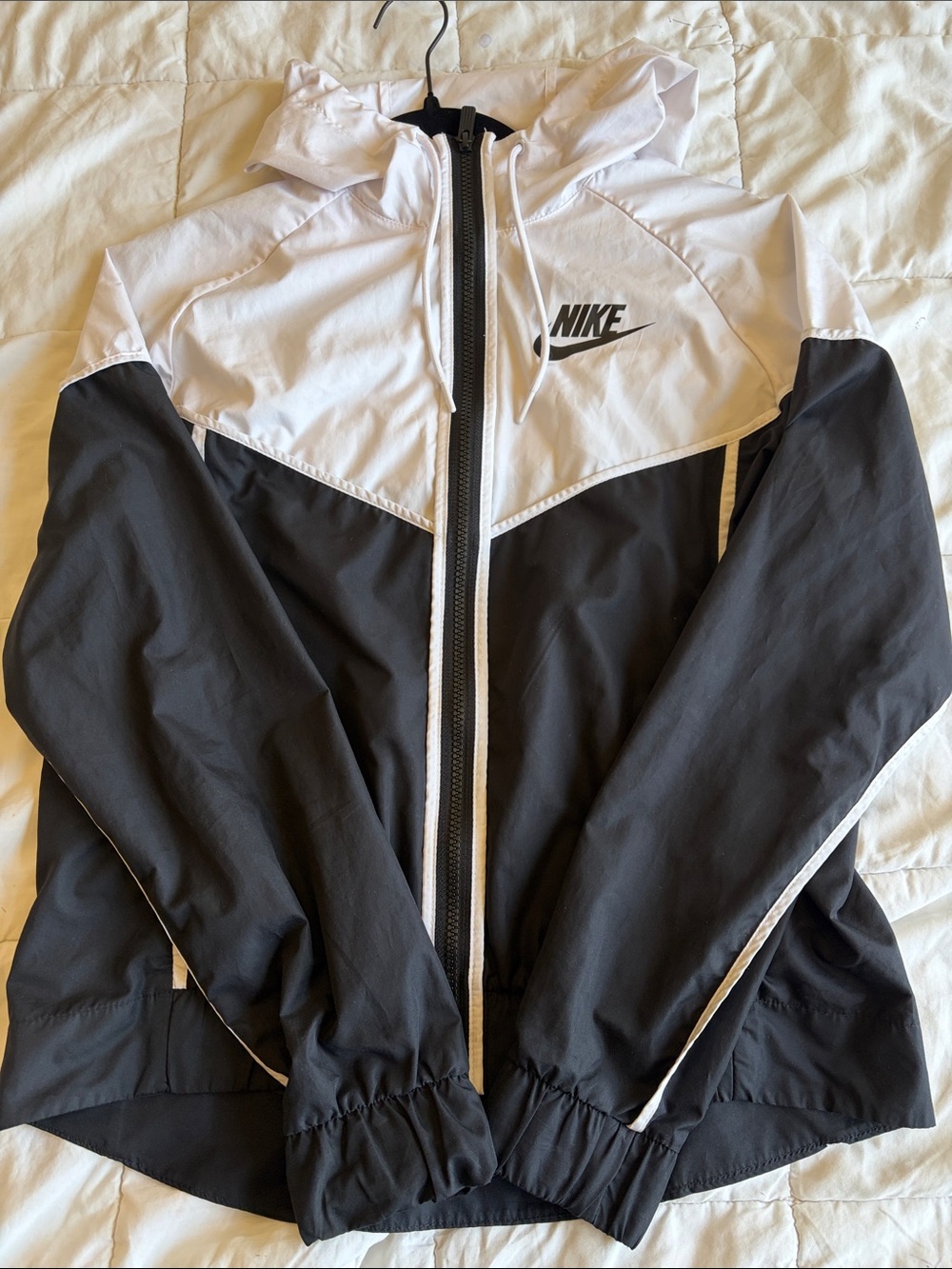 Nike Black and White Colorblock Utility Windbreaker Jacket with Hood